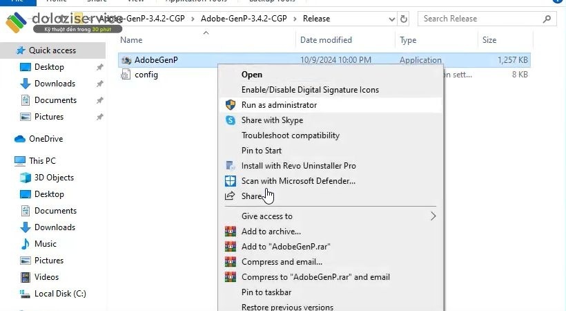 Vào lại Folder vừa giải nén mở file AdobeGenP dưới quyền amdin Vào lại Folder vừa giải nén mở file AdobeGenP dưới quyền amdin