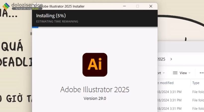 Đợi cài đặt Adobe Illustrator 2025
