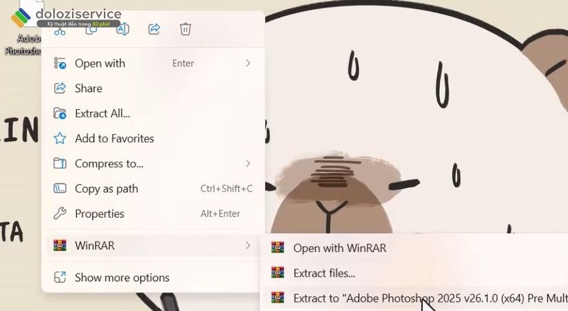Giải nén file Adobe Photoshop 2025