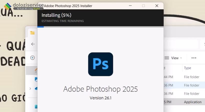 Đợi cài đặt Adobe Photoshop 2025