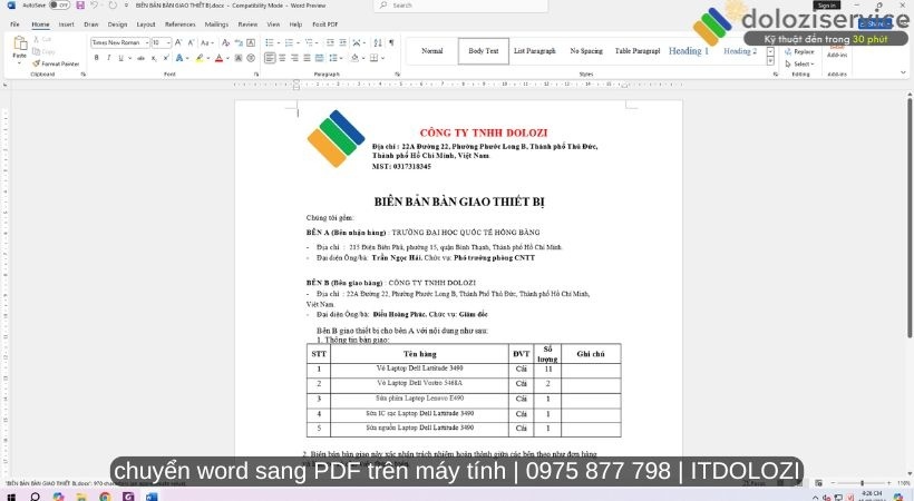 File pdf đã chuyển sang file word