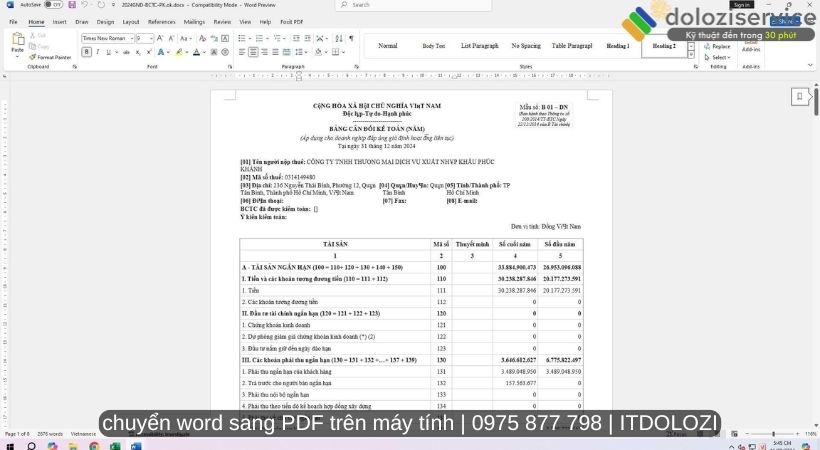 Mở file word hoặc tạo file mới