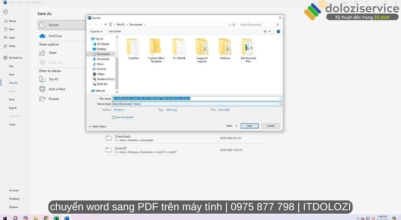 Chọn browse để chọn vị trí cần lưu