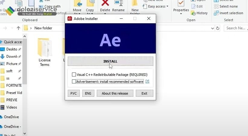 Bỏ tích sau đó nhấn Install