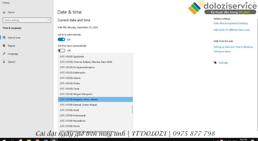 Tắt Set time automactically và chọn Change để tiếp tục cài đặt ngày giờ trên máy tính
