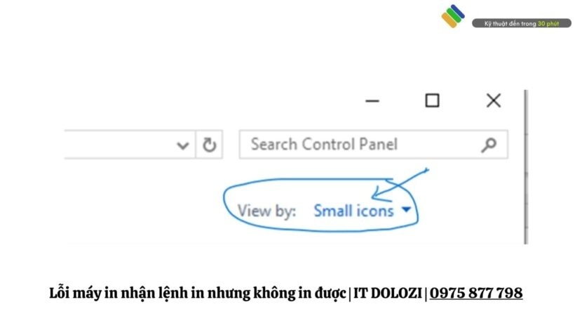 Chọn Small icons ngay view by
