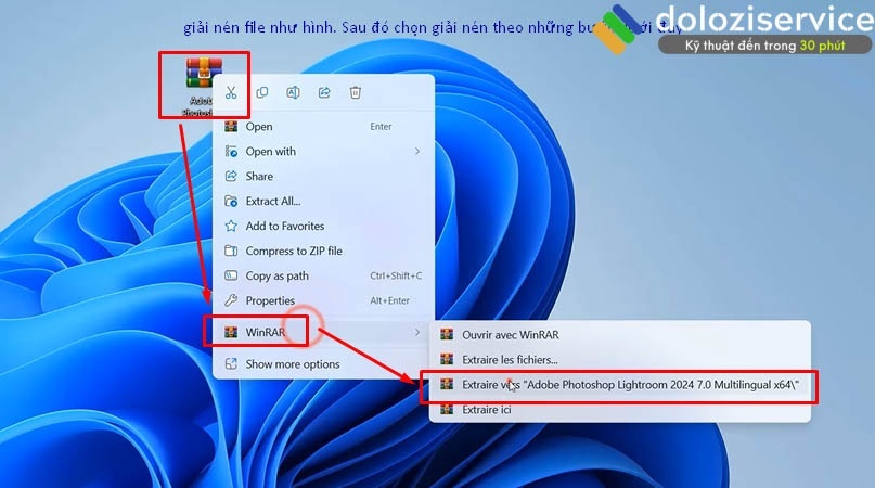 Giải nén file cài đặt