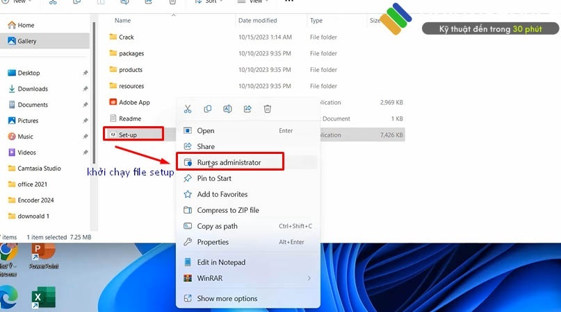 Khởi chạy file setup