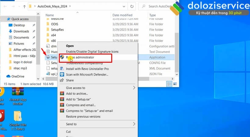 Chuột phải vào Setup và chọn run as admin. Chuột phải vào Setup và chọn run as admin.