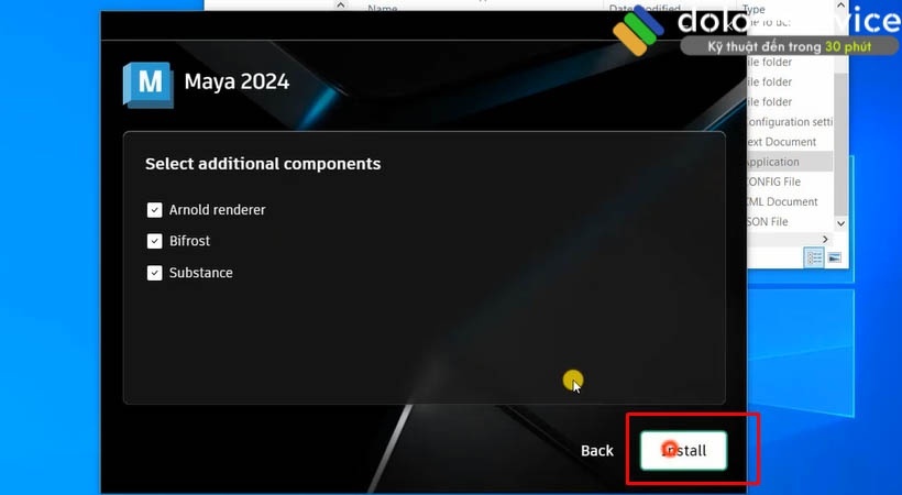 Chọn nút Install Maya 2024 như hình. Chọn nút Install Maya 2024 như hình.