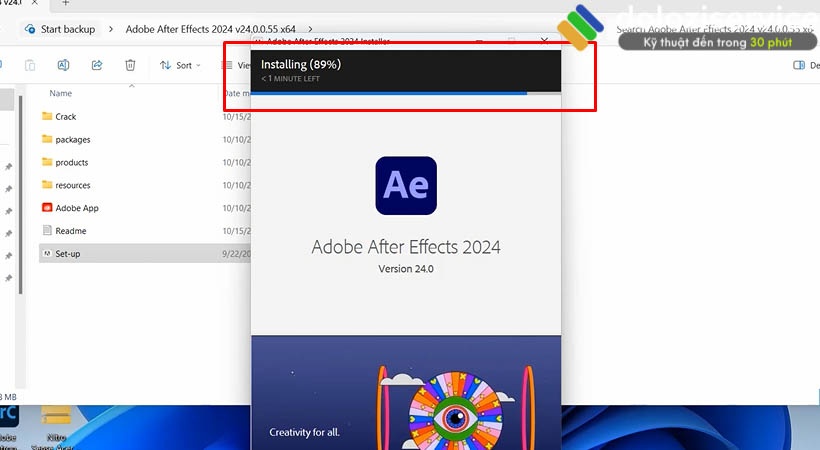 Đợi Installing đủ 100%