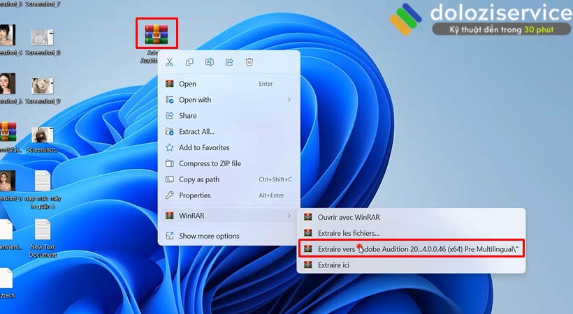 Giải nén file cài đặt Adobe Audition 2024