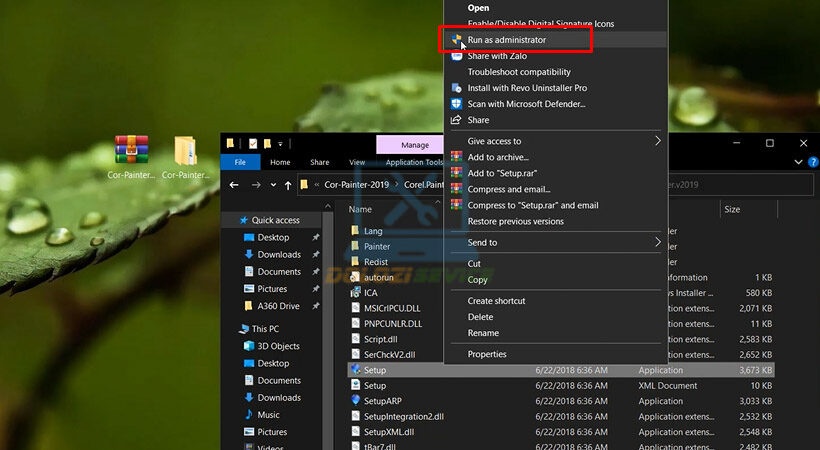 Tiến hành khởi chạy file Set up bằng quyền Admin.
