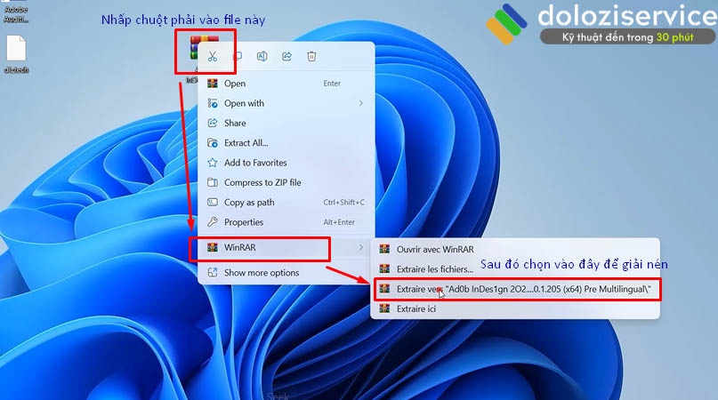 Giải nén file sau khi đã tải từ trên website về.