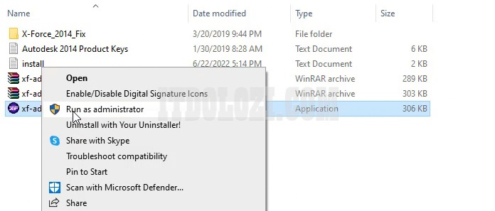 Mở thư mục active sau đó chạy File X-force với quyền Admin
