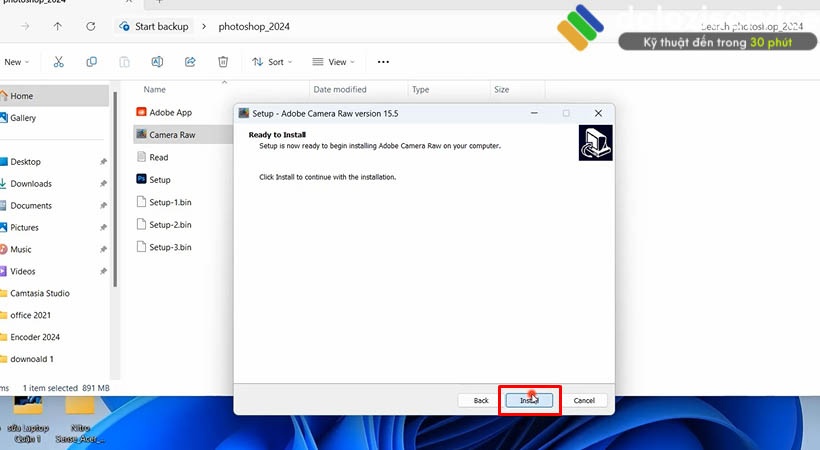 Tại đây tích chọn Install Adobe Photoshop 1 lần nữa.