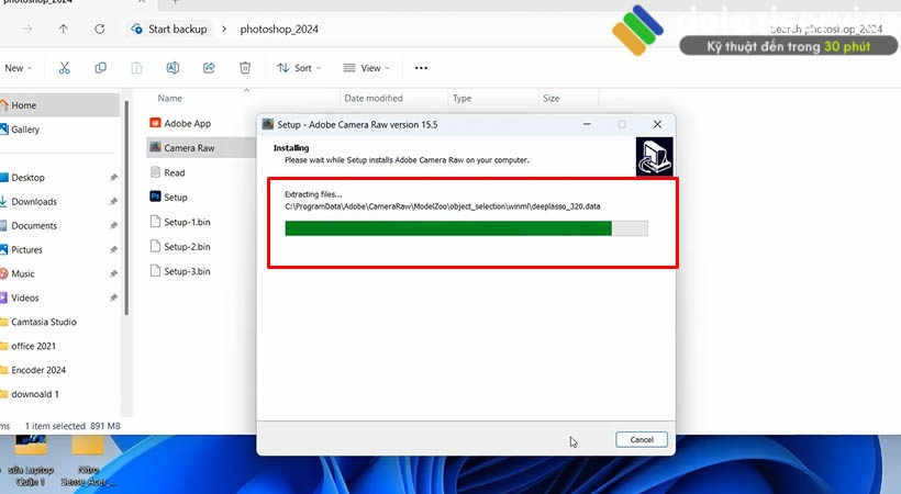 Đợi phần mềm Photoshop 2024 loading xong