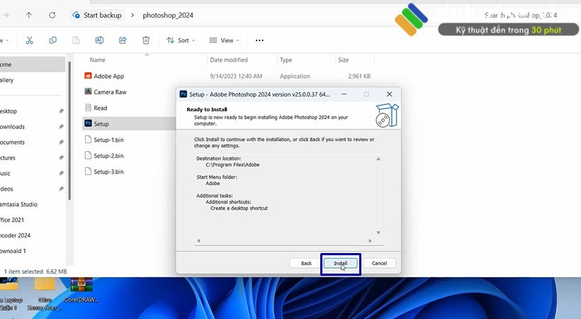Tiến hành chọn Install Photoshop 2024.