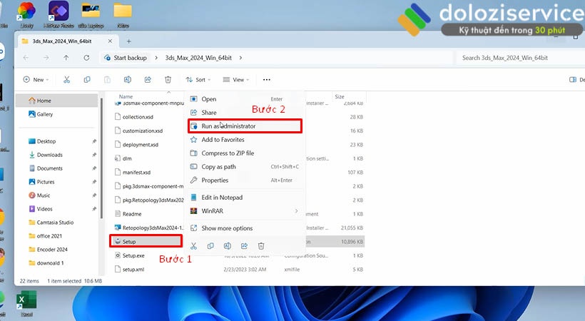 Tiến hành khởi chạy file setup như hình.