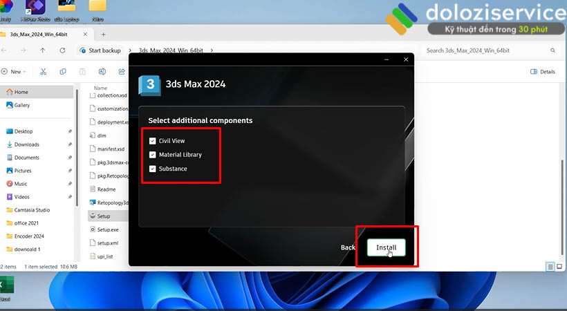 Chọn Install 3ds max 2024.