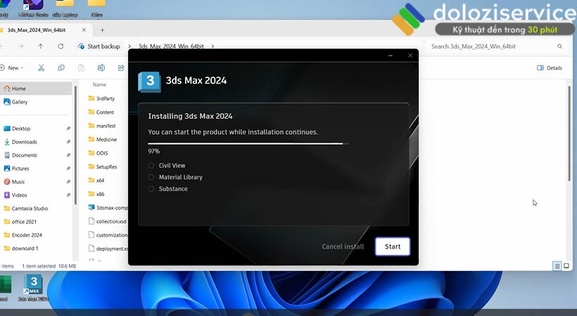 Đợi 3ds max 2024 được cài vào máy