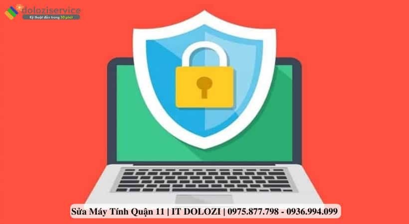 Sửa Máy Tính Quận 11: Gọi Ngay! Có Mặt Sau 15 Phút Hình ảnh laptop hiện mục bảo vệ.