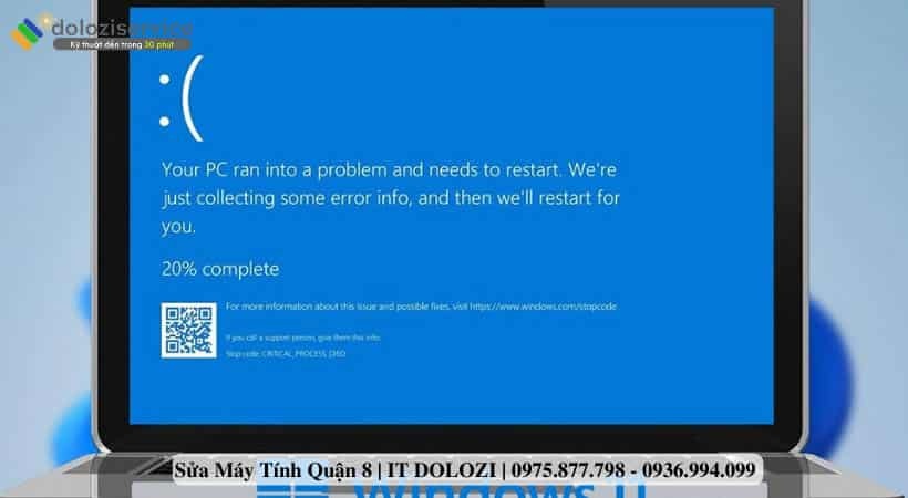 Máy tính, laptop đang hiện lổi màn hình bị xanh