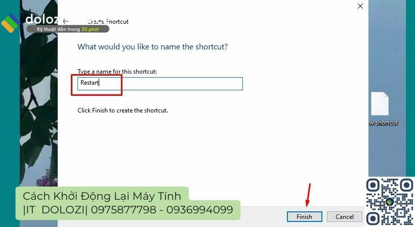 Đặt tên cho Shortcut và chọn Finish