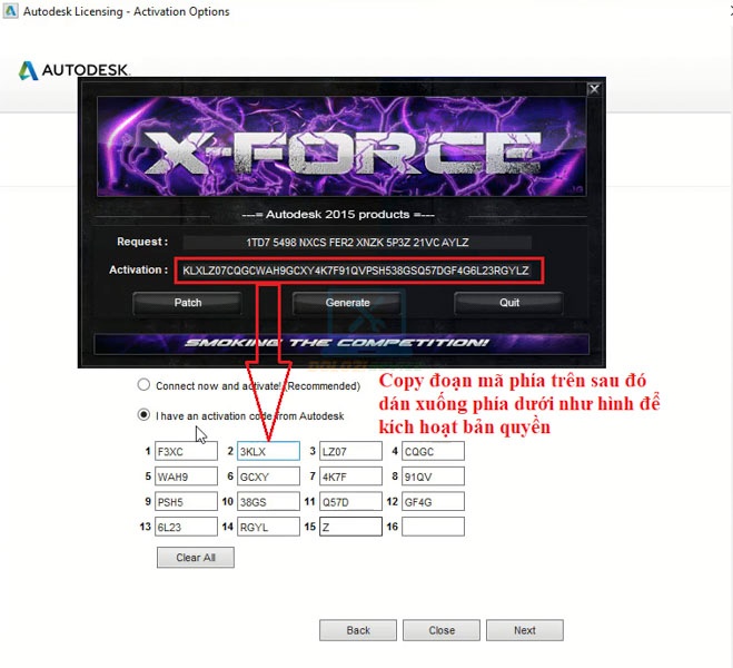 Ta Copy đoạn Key vừa tạo rồi dán vào phần mềm 3DS Max 2015 như hình sau đó nhấn Next Ta Copy đoạn Key vừa tạo rồi dán vào phần mềm 3DS Max 2015 như hình sau đó nhấn Next