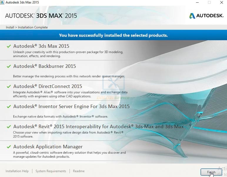 Hoàn tất cài đặt phần mềm 3DS Max 2015 Hoàn tất cài đặt phần mềm 3DS Max 2015
