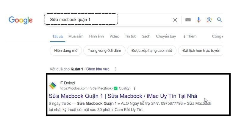 Mở google.com Search từ khóa bạn mới sao chép