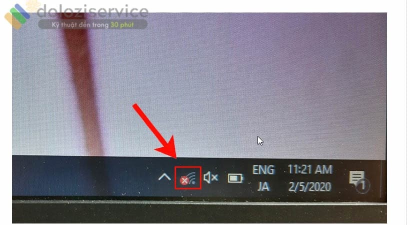 lổi wifi báo dấu X đỏ.