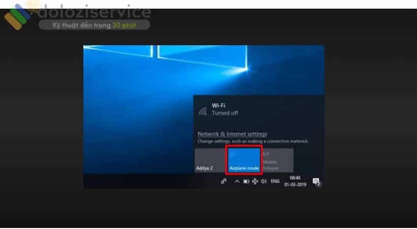 Kiểm tra lại wifi có bị tắt hay bật chế độ máy bay không.