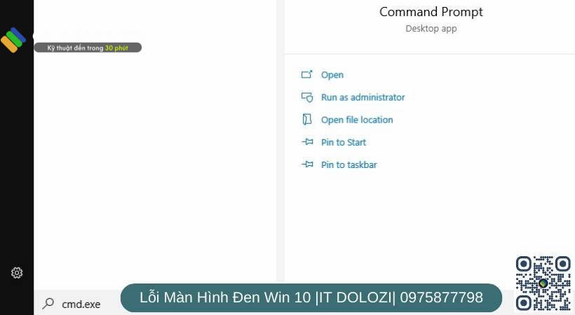 Nhập cmd.exe > Chọn Run as administrator.