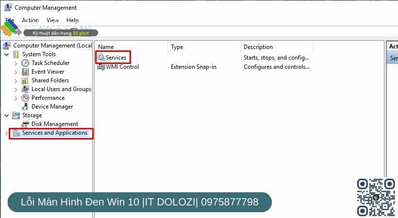 Services and Applications > chọn Service