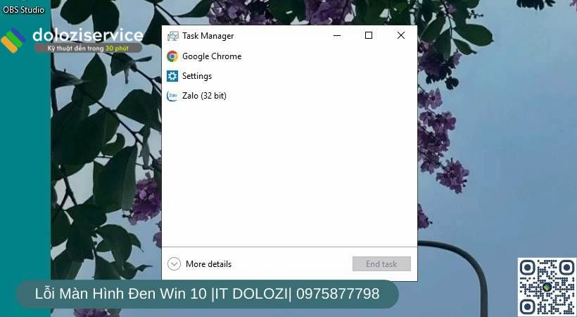 “Ctrl + Alt + Delete” sau đó vào Task Manager lổi màn hình đen win 10
