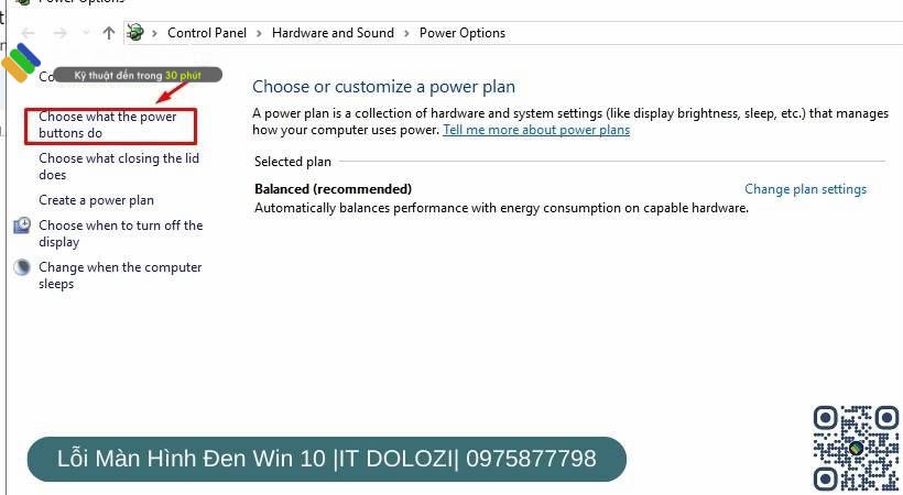 chọn “Choose what the power buttons do”.