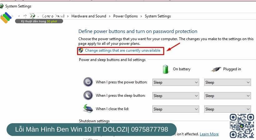 chọn “Change settings that are currently unavailable”.