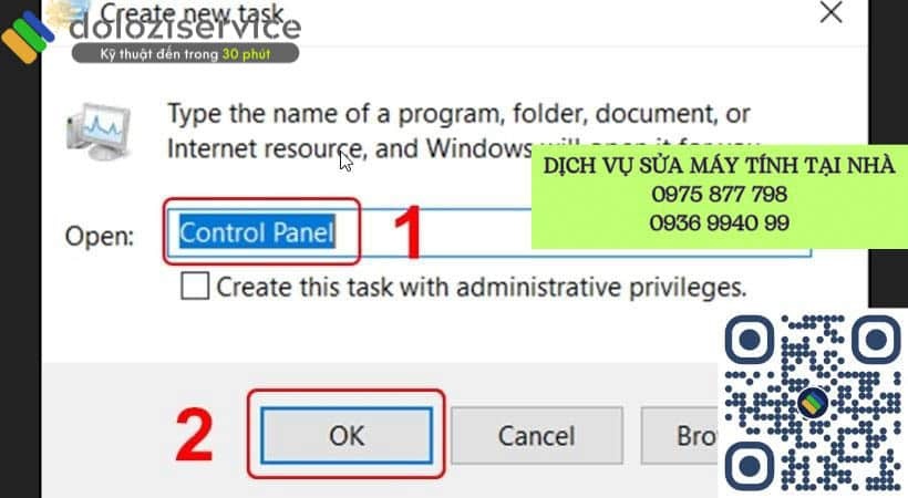 Mở control panel - lổi usb device not recognized
