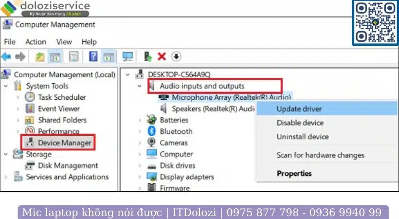 Cập nhật Driver laptop để khắc phục mic laptop không nói được