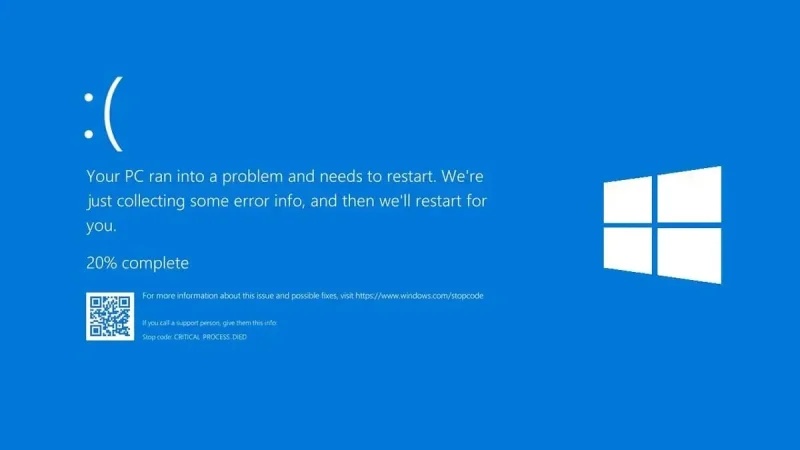 lổi màn hình xanh chết chóc (BSOD) với chữ trắng trên máy tính lổi màn hình xanh chết chóc (BSOD) với chữ trắng trên máy tính