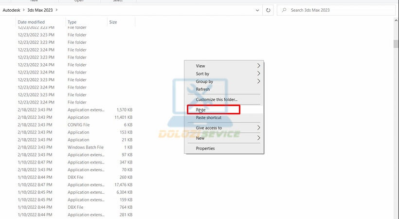 Paste file vừa copy vào đây. Hướng dẫn cài đặt 3DS MAX 2023