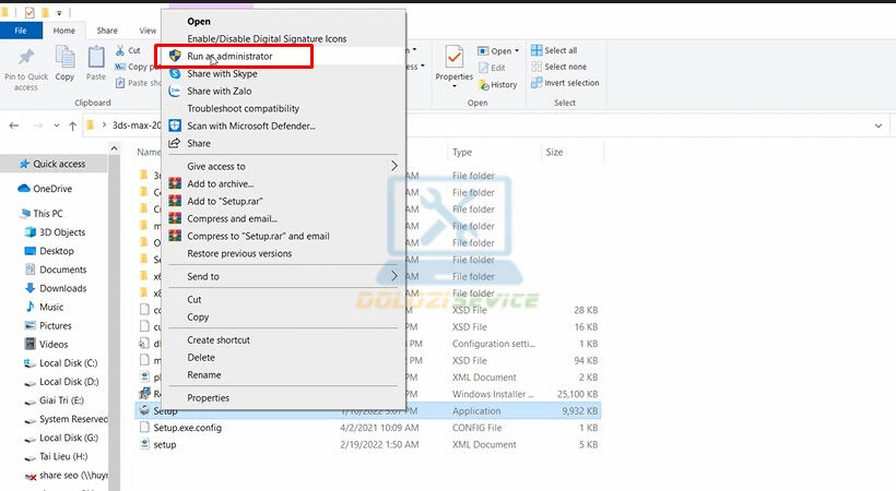 Tiến hành khởi chạy file set up như hình.