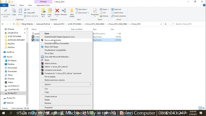 Khởi chạy file crack