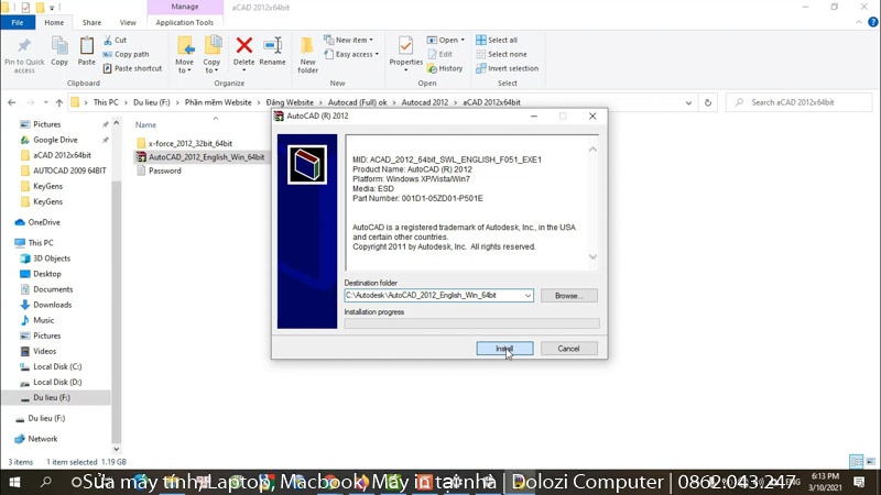 Giải nén autocad 2012