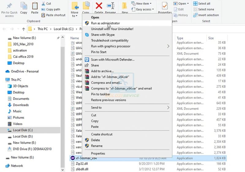 Chạy File Crack với quyền Admin
