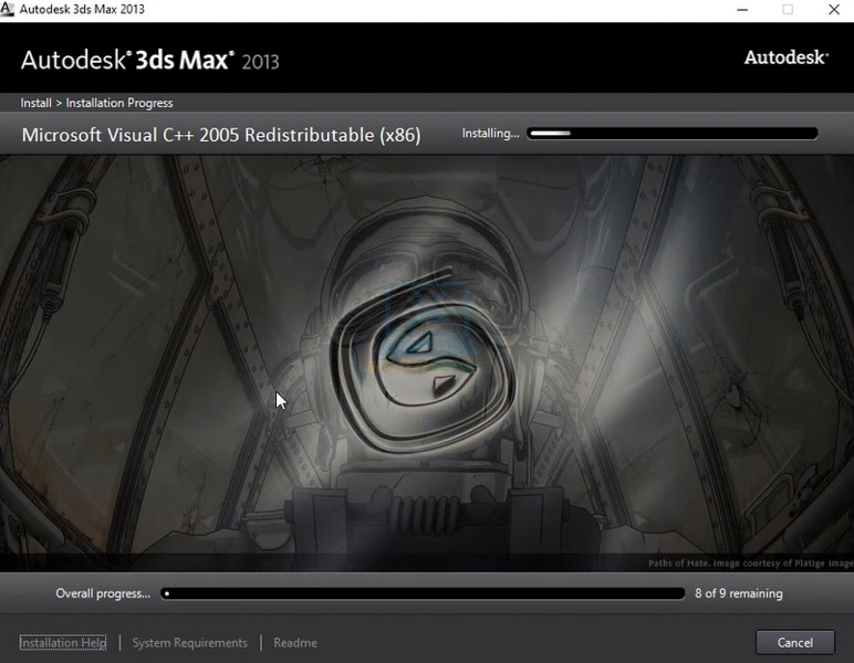 Đợi cho phần mềm 3DS Max 2013 cài đặt hoàn tất