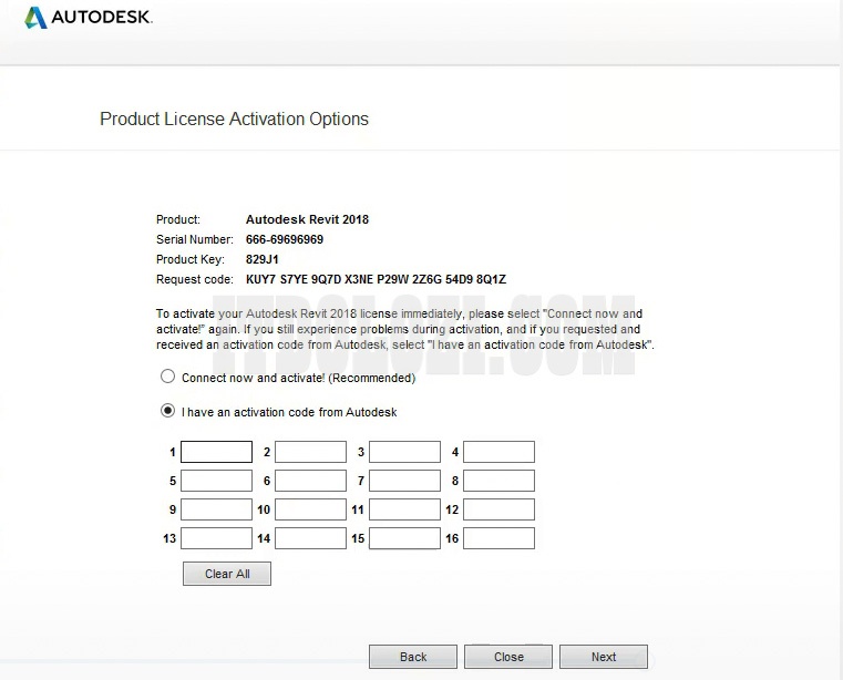 Ta chọn I have an activation code from Autodesk Ta chọn I have an activation code from Autodesk