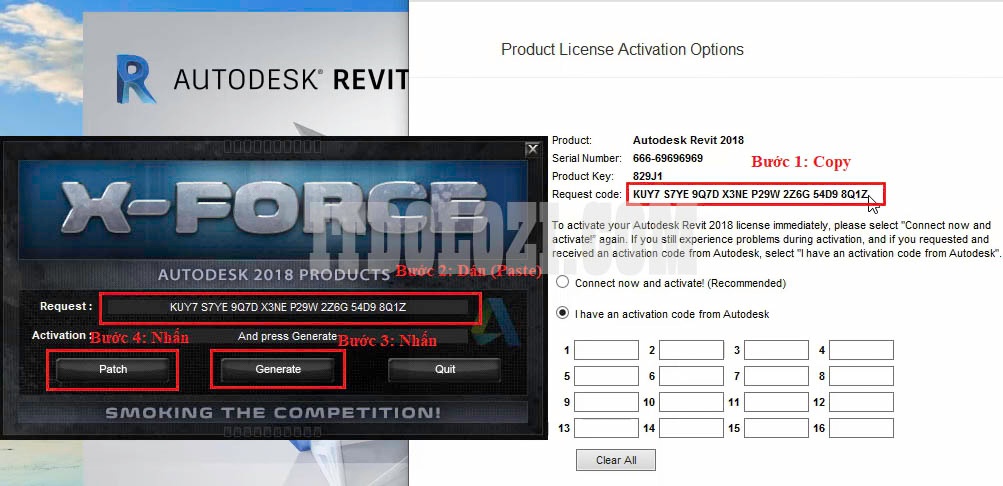 Copy Request Code trong phần mềm và dán như hình Copy Request Code trong phần mềm và dán như hình