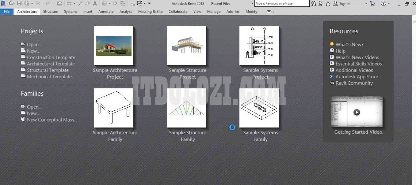 Giao diện phần mềm Autodesk Revit 2018 Giao diện phần mềm Autodesk Revit 2018